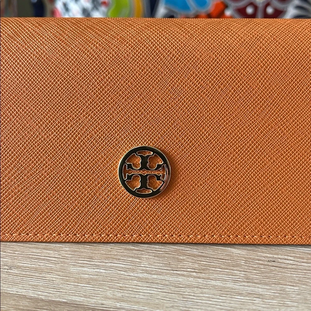 Tory Burch Saffiano Orange Leather Eyeglasses Sunglasses Case